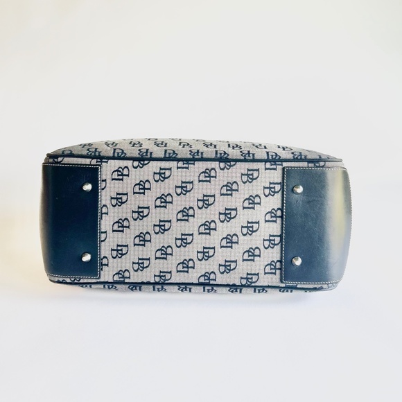 Dooney & Bourke Grey Black Canvas Leather Tote Shoulder Bag - Picture 5 of 14